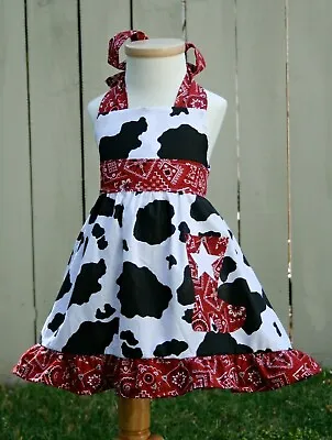 Western Wear Country Cowgirl Boot Cow Print Red Bandana Dress • $40