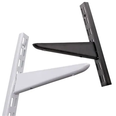 Twin Slot Shelving WHITE BLACK Wall Upright Bracket Support Adjustable Shelf • £2.49