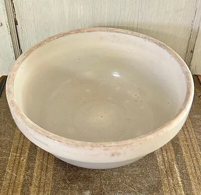 Vintage Farmhouse Stoneware Crock Pottery Mixing Bowl Bread Bowl Cream Glaze 12  • $145.99