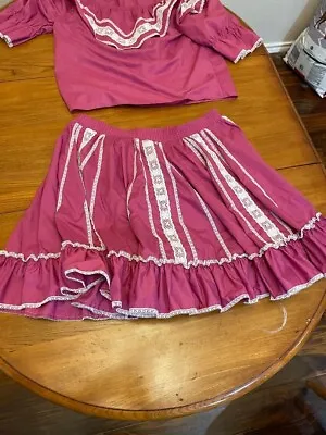 Vintage Square Dance Dress 2 Pc Skirt Blouse Malco Modes Sz L • $59.99