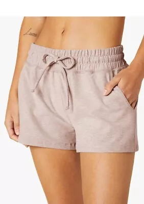 BEYOND YOGA SD5060 Women Sz Small CHAI/TAUPE WORKED UP SHORTS MSRP $72 • $27.61