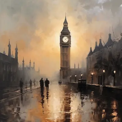 Big Ben Oil Painting London Dark Luxury Canvas Wall Art Picture Print Colourful • £37.99