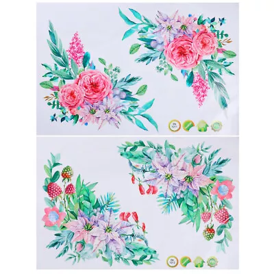  2 Psc Upholstery Trim Floral Stickers Flower Fridge Applique • £5.99