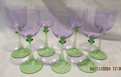 Vintage Set Of Nason Moretti (Murano) Neodymium Glass Wine Glasses (7) Stunning! • $81