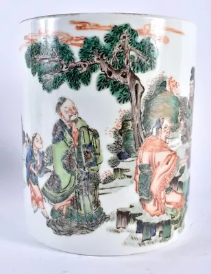 Antique Chinese Famille Verte Porcelain Brush Pot Ming Mark • $900