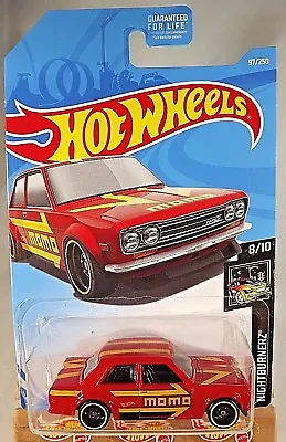 2019 Hot Wheels #97 Nightburnerz 8/10 '71 DATSUN 510 Momo RED W/Black SS8 Spoke • $8.35