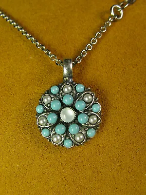 MARIANA GUARDIAN ANGEL SWAROVSKI CRYSTALS NECKLACE Turquoise Pearl Pendant SS PL • $74