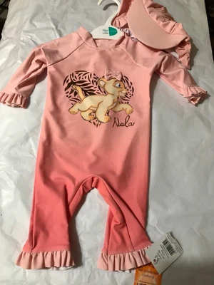 £12.95 • Buy Disney  nala (0-3 Months) Baby Swimsuit New With Sun Hat Upf 50+ New Peach