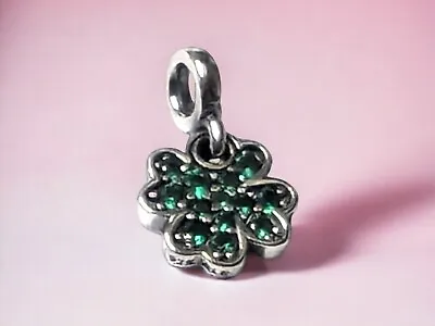 Pandora ME Sterling Silver & Green Crystal Four Leaf Clover Mini Dangle Charm • £22