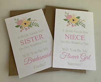 Personalised Will You Be My Bridesmaid Card Maid Of Honour Sister Niece Etc. • £3.50