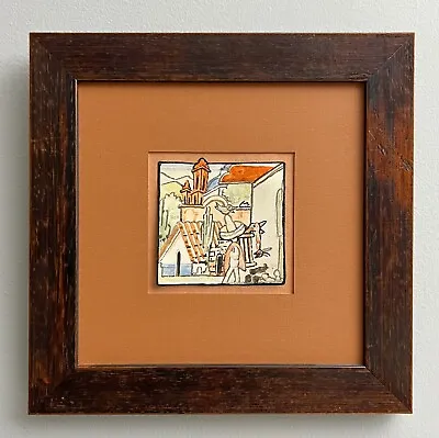 A Vintage Framed Mexican Watercolor Painting Of A Village • $574.95