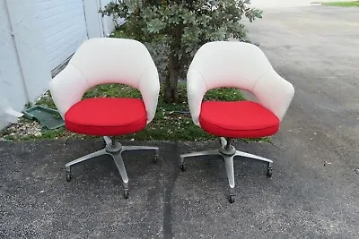 Knoll Mid Century Modern Swivel Office Desk Side Chairs A Pair 2970 • $2385