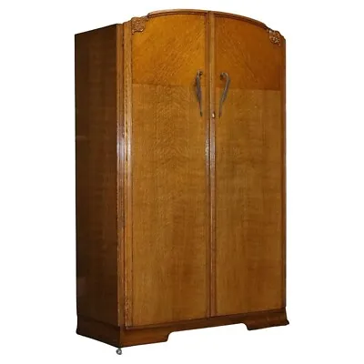 Large Vintage Art Deco Oak Two Door Wardrobe • $1705.39
