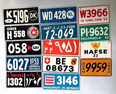 Miniature License Tag Plates World Countries & Guam Canal Zone Monaco Cuba 1953 • $25