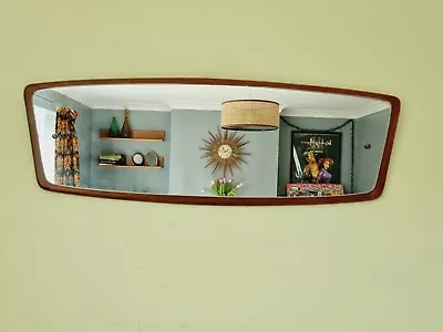 Vintage Mid-Century Teak Long Wall Mirror Large 95 Cm Danish Retro Scandi Style  • £140