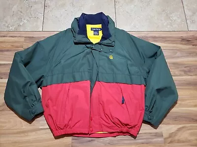 3 In 1 Nautica Green And Red Sailing Jacket W/ Zipout Liner Coat Sz L Hooded • $39.99