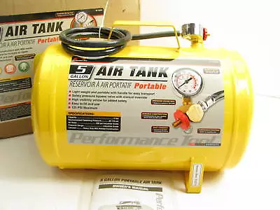 Performance Tool W10005 Hi-Viz 5-Gallon Horizontal Portable Air Tank W/ Gauge • $49.95