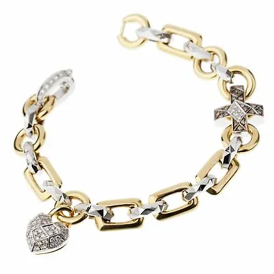 Mikimoto Diamond Faceted White Yellow Gold Charm Bracelet 18k • $15000