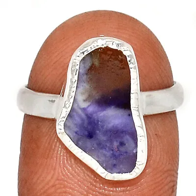 Natural Violet Flame Opal Slice - Mexico 925 Silver Ring Jewelry S.8 CR32349 • £8.91