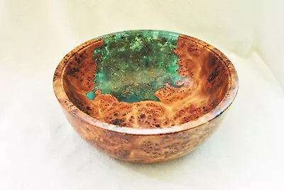 Beautiful Hand Turned Burr Elm Wood And Resin Fruit Bowl Unique Gift. • £53