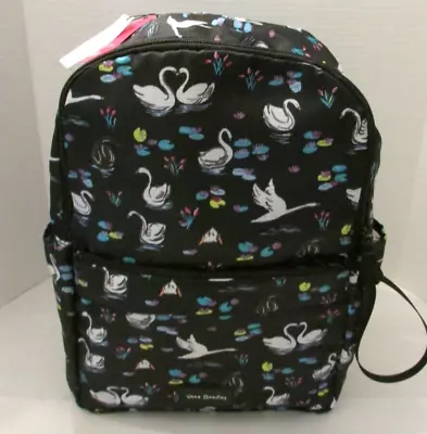 Vera Bradley Packable Large Campus Backpack Swan Lake Black Zipper New W/Tags • $38.25