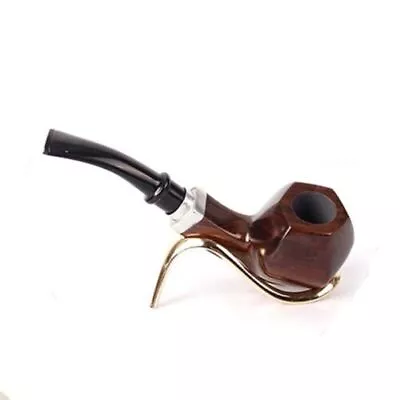 Wooden Pipe Ebony Wood Pipe Bent Smoking Pipe Handmade Tobacco Pipes 9MM Filter • $30.68