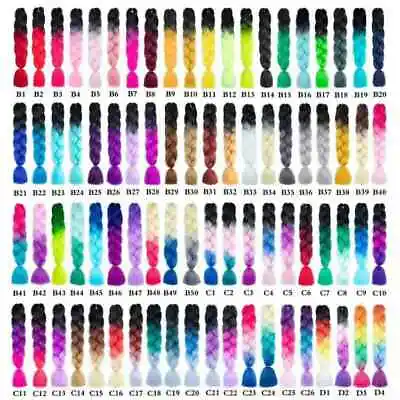 24  Braiding Ombre Rainbow Jumbo Braids Hair Extensions Synthetic Colour 100g • £3.69