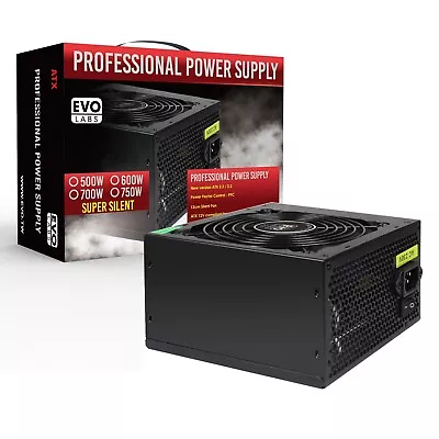£25.85 • Buy 600W ATX Power Supply Unit 120mm Black Silent Fan For Computer PC PSU Evo Labs 