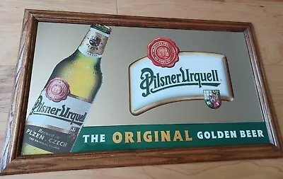 Vintage PILSNER URQUELL Back Bar Beer Sign Mirror Man Cave Pub Breweriana Framed • $124.91