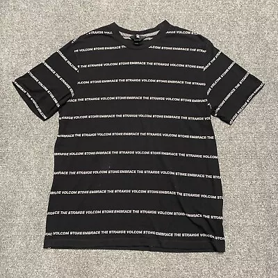 VOLCOM Stone Embrace The Strange Mens Large T-shirt Striped Black Short Sleeve  • $12.99