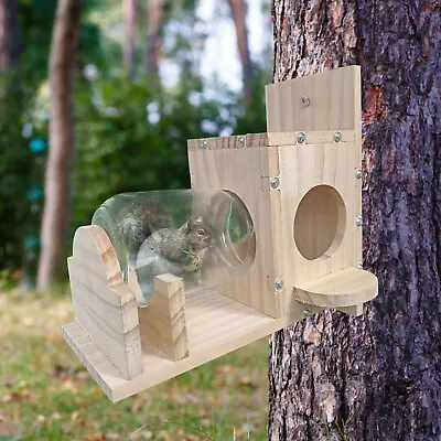 Garden Squirrel Feeder Wood Box With Removable Fresh Bottle Weatherproof Shelter • £23.25