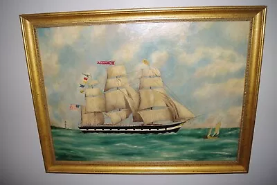 ART1 Vintage Seascape Painting On Board Signed MORGAN Seascape Ship Bath Maine • $280