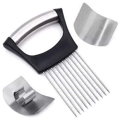 3 PCS Stainless Steel Finger Guard Onion Holder For Slicing Set Kitchen Safe ... • $16.06