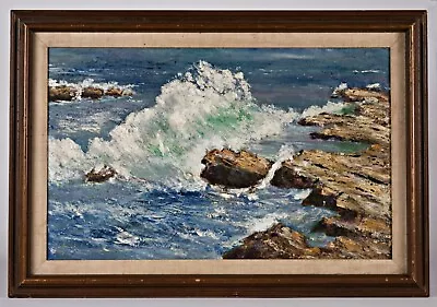 Mid Century Signed California School Oil Palette Knife Painting Seascape • $265