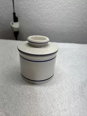 Original Butter Bell Crock White Blue Trim Ceramic  No Chips Clean • $12