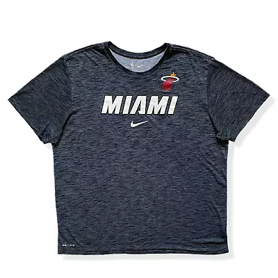 NIKE T Shirt Mens Size XL Grey NBA Miami Heat Basketball Team Centre Swoosh Logo • £17.95