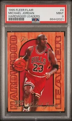 1995 Fleer Flair MICHAEL JORDAN Hardwood Leaders 4 Chicago Bulls Card PSA 9 MINT • $9.50