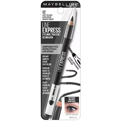 MAYBELLINE Line Express Eyeliner Pencil SOFT BLACK 02 Eye Liner Sharpenable • £9.29