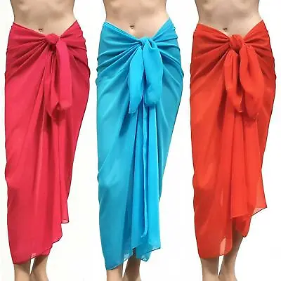 £7.95 • Buy Chiffon Sarongs Cover-up Sarong Dress Mini Long Skirt Wrap One Size Uk 8-16