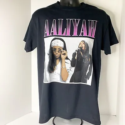 Aaliyah Black R&B Rap Hip Hop Tee T-Shirt NWOT Size Men's Medium Black/Purple • $14.99