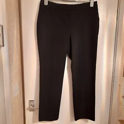 Ladies Trousers M&S Collection Black Size 12 Zip Front With Clip &Button Fasteni • £5.99