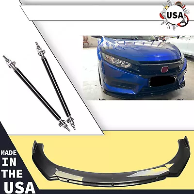 4Pcs Front Bumper Lip Splitter Spoiler Carbon Fiber For Honda Civic Type R 06-22 • $69.99