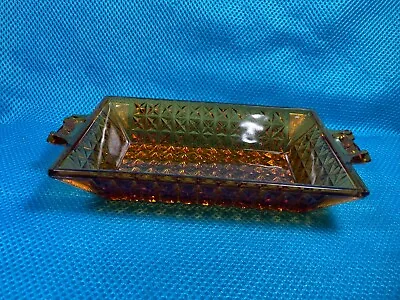 Antique Canton Glass Flattened Fine Cut Amber Celery Pickle Relish Tray • $35