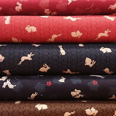 Traditional Japanese Rabbit Cotton Kimono Fabric From Sevenberry 112cm Wide • £18