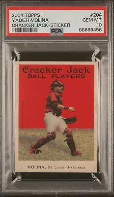 2004 Topps Cracker Jack Yadier Molina #204 Rookie Card Sticker RC PSA 10!! • $46.67