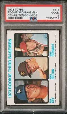 1973 Topps #615 - Rookie 3rd Basemen Cey Hilton Mike Schmidt RC PSA 2 Good!! • $59.99