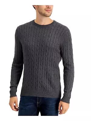 Club Room Mens Big & Tall Cable Knit Crewneck Sweater Gray XL • $21.72