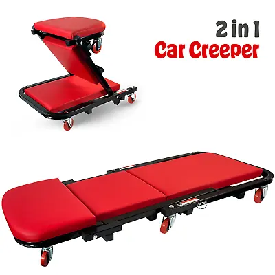 Mechanics Creeper 2 IN 1 Trolley Stool Workshop Padded Car Workshop Garage • £34.85