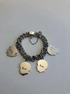 Vintage Sterling Silver Elco 925 Charm Bracelet 6.5” 4 Child Silhouette Charms • $59.99