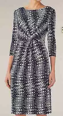 $80.07 • Buy WINDSMOOR At JOHN LEWIS UK 12 Navy Georgia Jersey Print 3/4 Sleeve Formal Dress